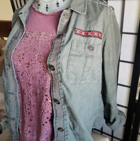 Aero army crochet green boho jacket - Picture 4 of 8